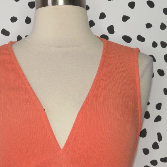 O’Neill Hot Coral Dallas Smocked Sleeveless V-Neck Ruffle Hem Dress - Picture 3 of 10
